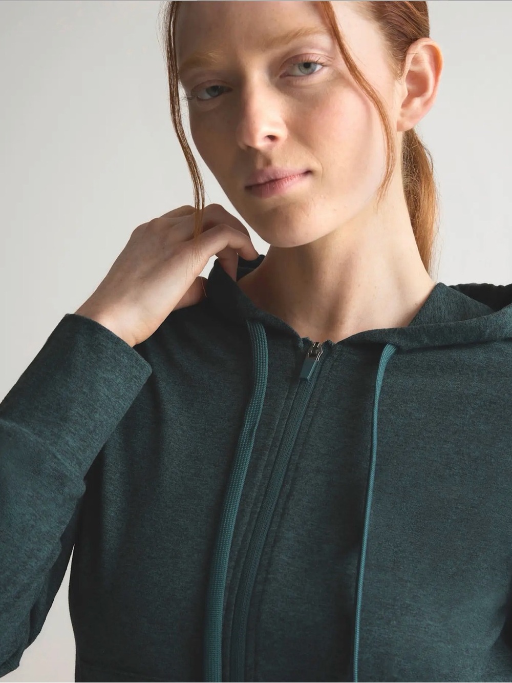 Quince Flowknit Full-Zip Hoodie in Heather Green Size Small - Picture 2 of 7